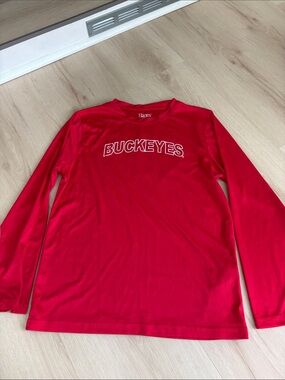 Hanes Red BUCKEYES Long Sleeve Shirt